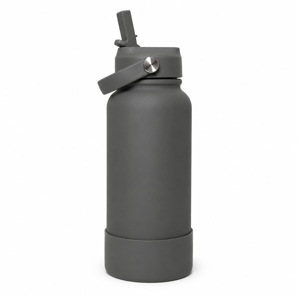 Straw Lid Bottle - Grey