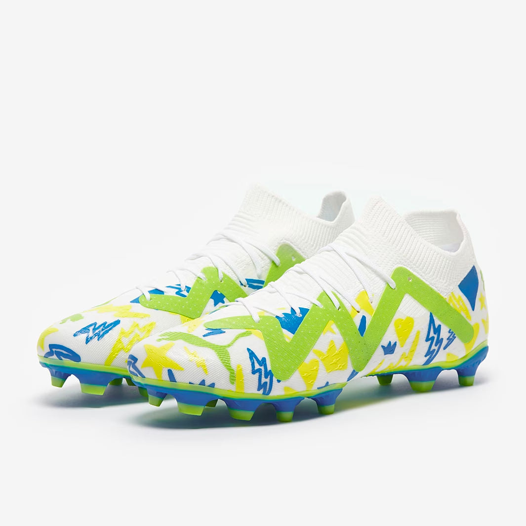 Puma Future Match x Neymar FG/AG - Puma White/Racing Blue/Lemon Meringue/Parakeet Green