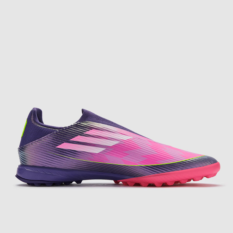 Load image into Gallery viewer, Adidas F50 League Laceless x Lamine Yamal TF - Unity Purple/Ftwr White/Lucid Lemon
