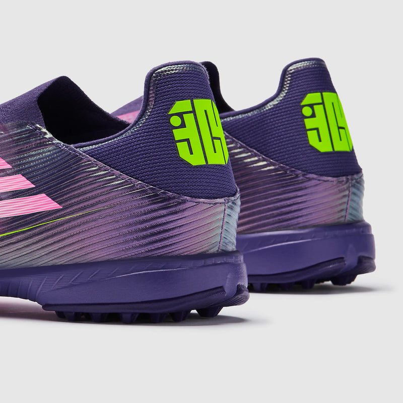 Load image into Gallery viewer, Adidas F50 League Laceless x Lamine Yamal TF - Unity Purple/Ftwr White/Lucid Lemon
