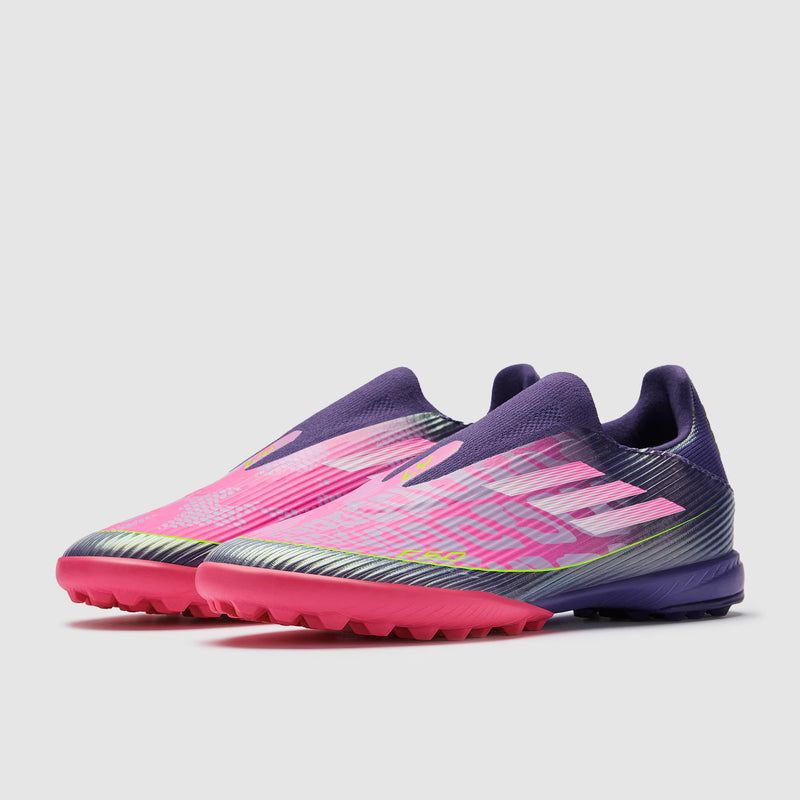 Load image into Gallery viewer, Adidas F50 League Laceless x Lamine Yamal TF - Unity Purple/Ftwr White/Lucid Lemon
