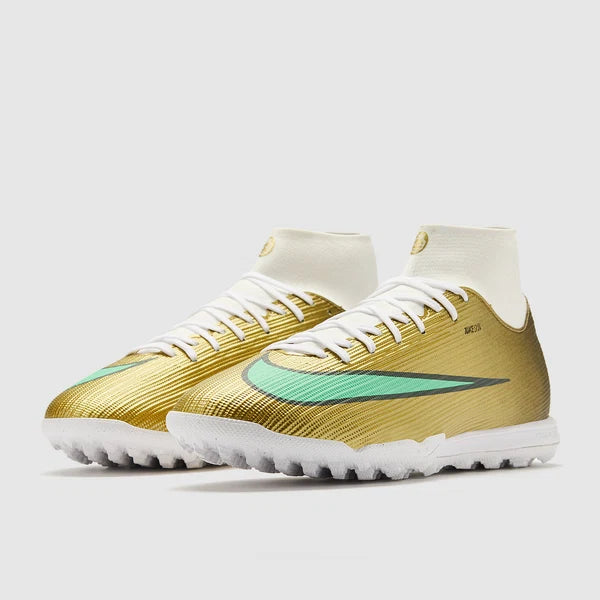 Load image into Gallery viewer, Nike Mercurial Superfly XI Academy x Mbappe TF - Mtlc Gold/Green Glow
