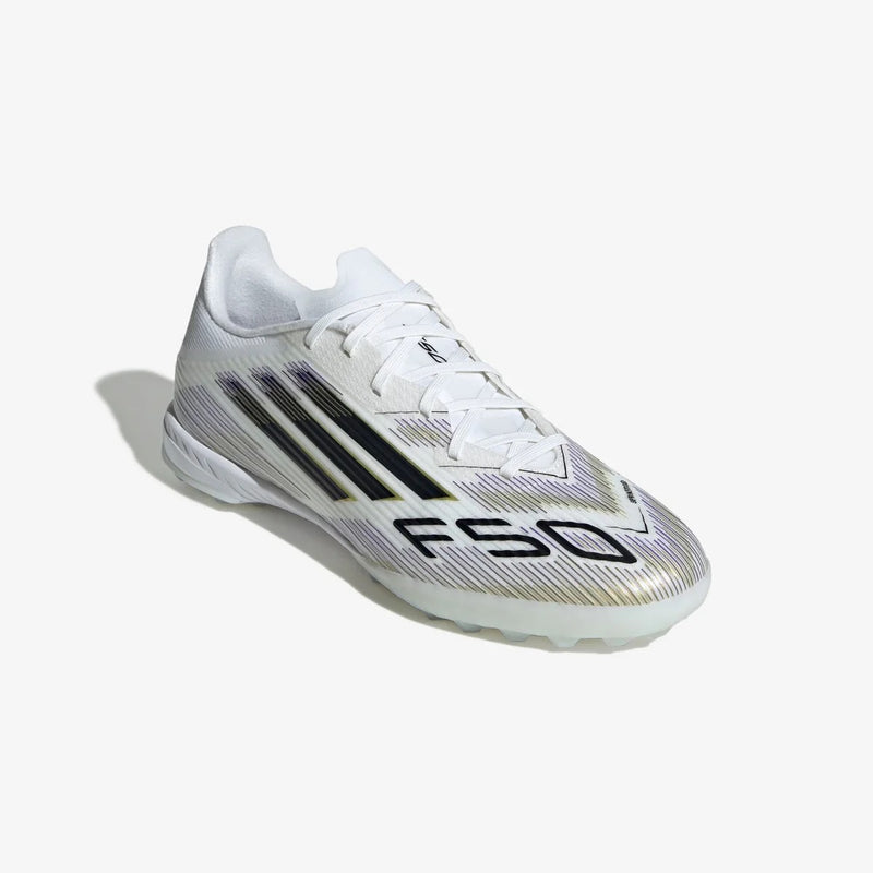 Load image into Gallery viewer, Adidas F50 League TF - White/Core Black/Met Gold
