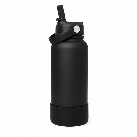 Straw Lid Bottle - Black
